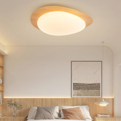 Contemporary Iron Wood-Trim Rim Ceiling Light 1-Light