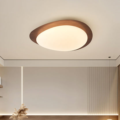 Contemporary Iron Wood-Trim Rim Ceiling Light 1-Light