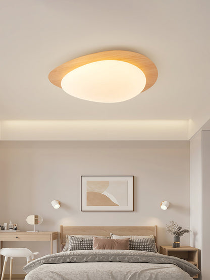 Contemporary Iron Wood-Trim Rim Ceiling Light 1-Light