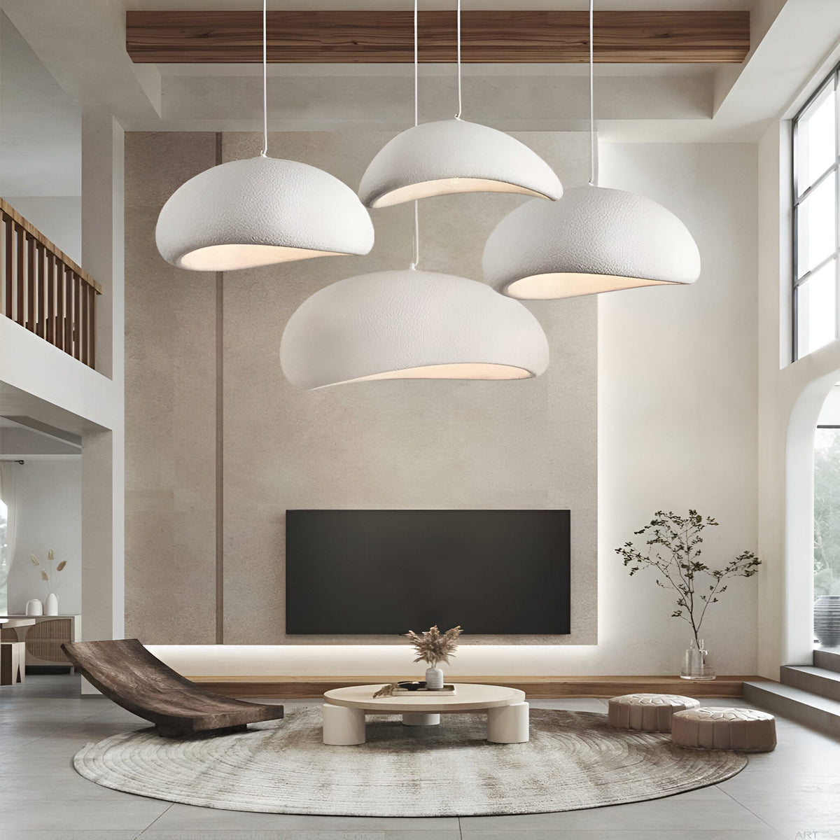 Wabi-Sabi Polystyrene Spherical Dome Pendant Light 1-Light