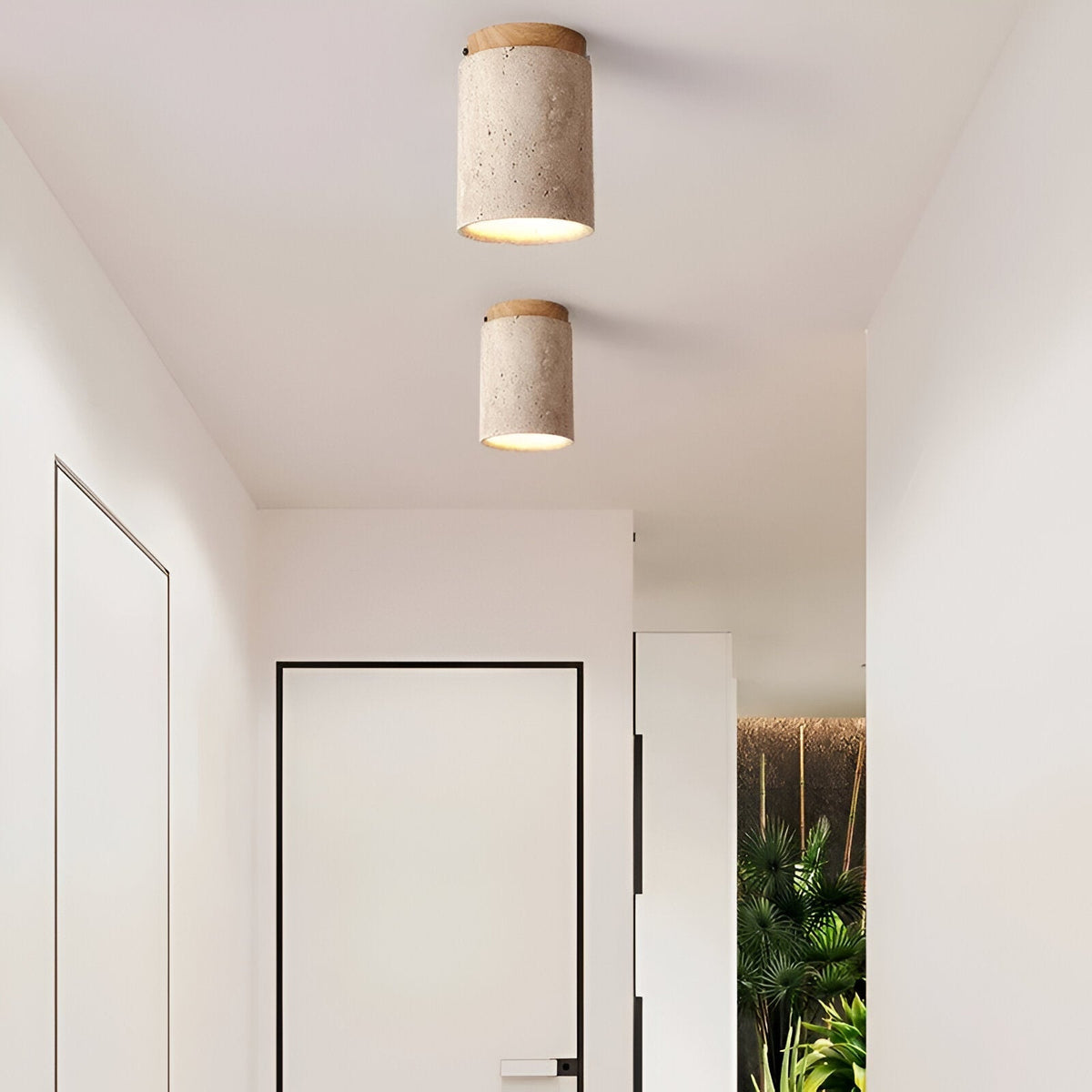 Elegant Travertine Cylinder LED Ceiling Spotlight 1-Light