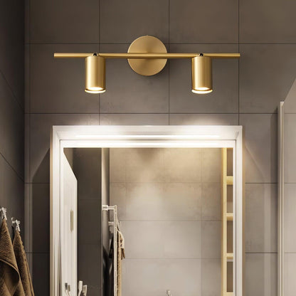 Contemporary Brass Double Cylinder Adjustable Wall Spotlight