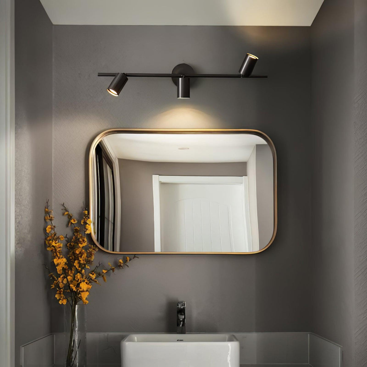 Contemporary Brass Double Cylinder Adjustable Wall Spotlight