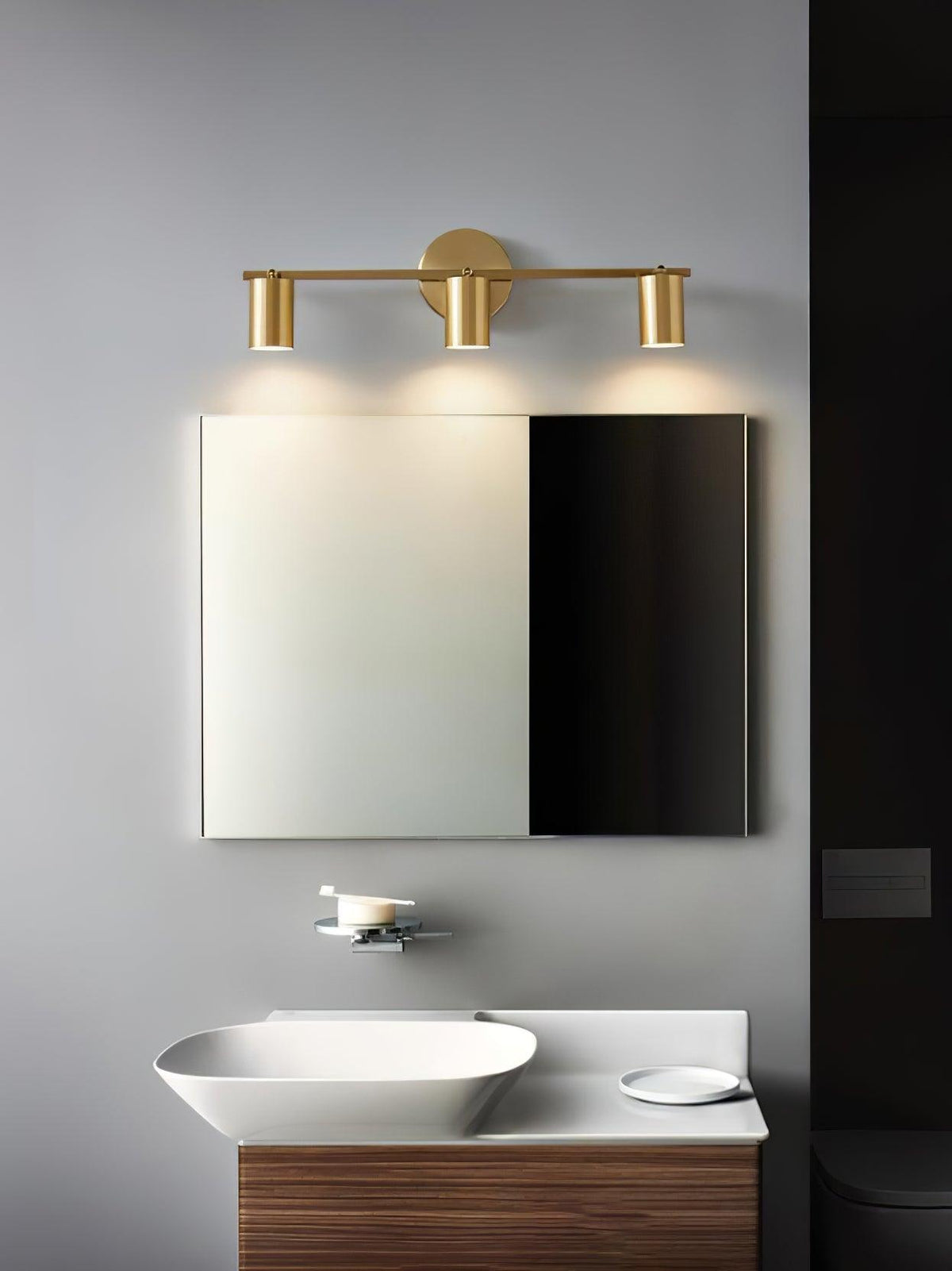 Contemporary Brass Double Cylinder Adjustable Wall Spotlight