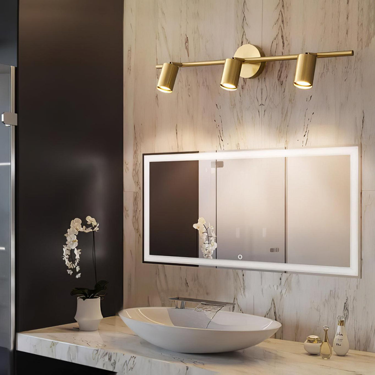 Contemporary Brass Double Cylinder Adjustable Wall Spotlight