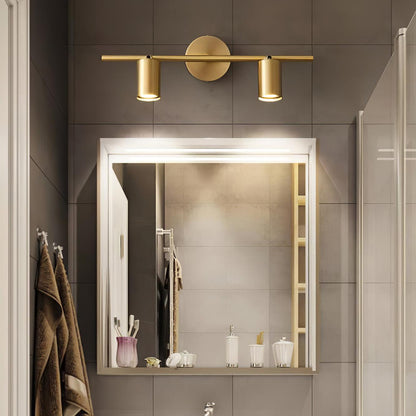 Contemporary Brass Double Cylinder Adjustable Wall Spotlight