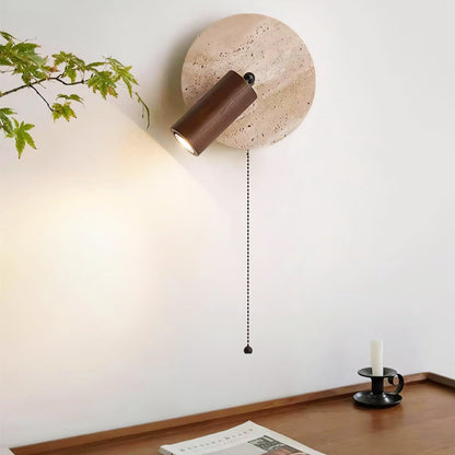 Contemporary Travertine Wood Rotatable Wall Sconce LED 1-Light