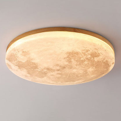 Scandinavian Wood & Pvc Round LED Flush Mount Ceiling Light 1-light