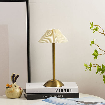Nordic Brass Pleated Fabric Cone Table Light | 1-Light