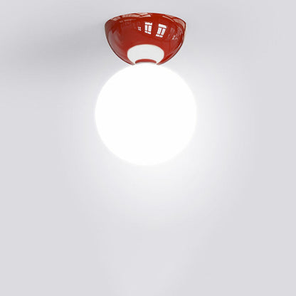 Scandinavian Glass Globe Semi-Flush Ceiling Light | 1-Light