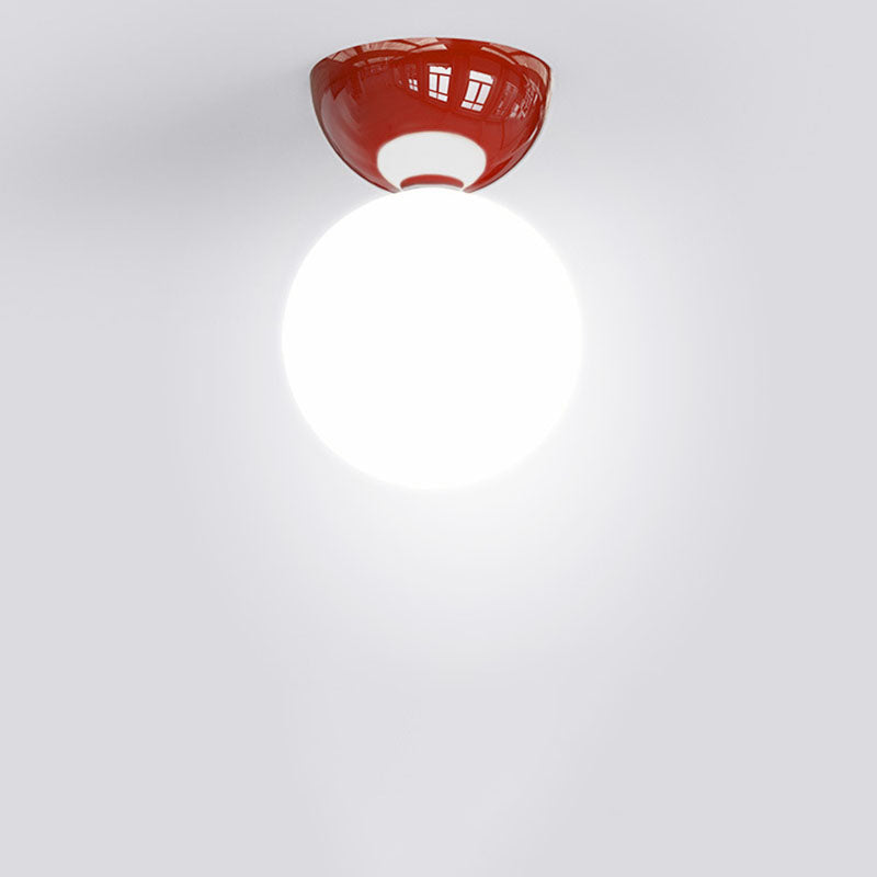 Scandinavian Glass Globe Semi-Flush Ceiling Light | 1-Light
