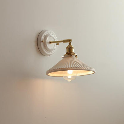Vintage Japanese Ceramic Brass 1-Light Wall Light