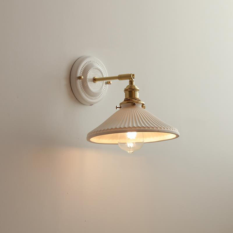 Vintage Japanese Ceramic Brass 1-Light Wall Light