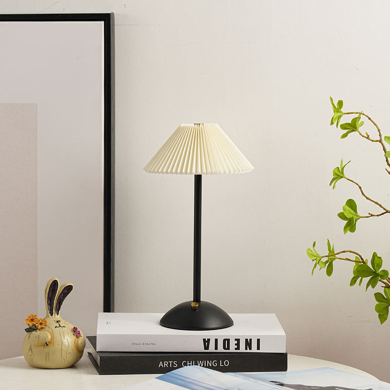 Nordic Brass Pleated Fabric Cone Table Light | 1-Light