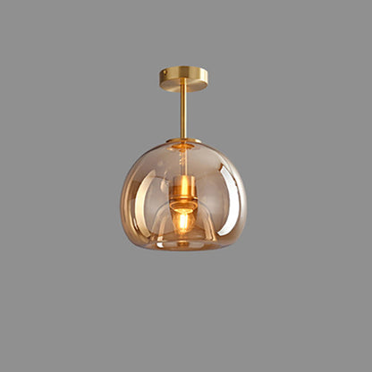 Nordic Glass Globe Semi-Flush Ceiling Light | 1-Light