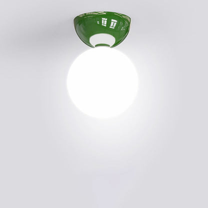 Scandinavian Glass Globe Semi-Flush Ceiling Light | 1-Light