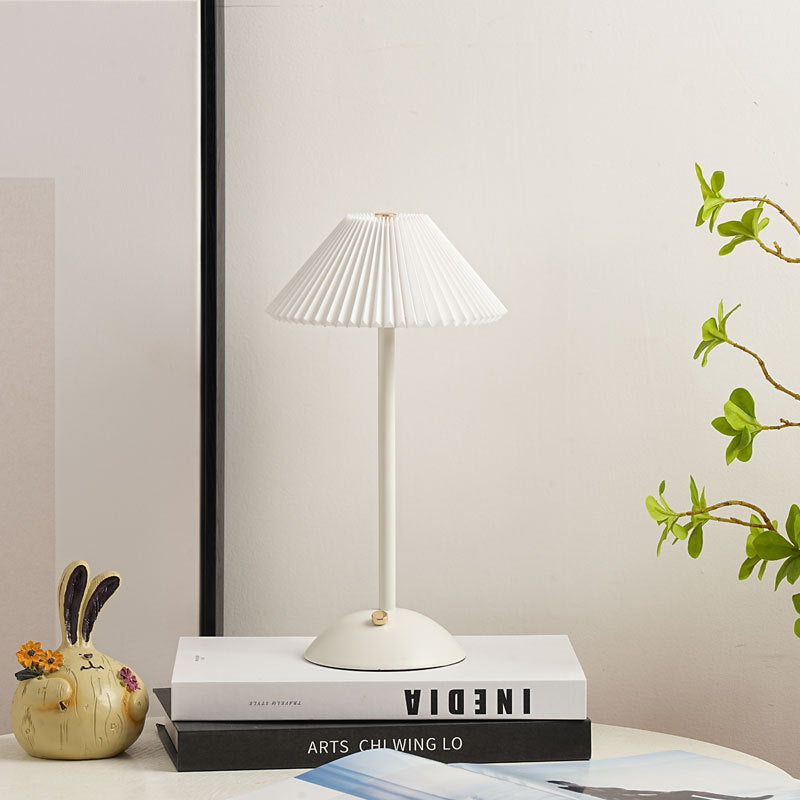 Nordic Brass Pleated Fabric Cone Table Light | 1-Light