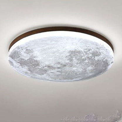 Scandinavian Wood & Pvc Round LED Flush Mount Ceiling Light 1-light
