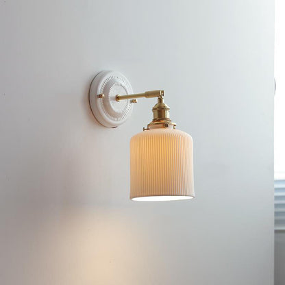 Vintage Japanese Ceramic Brass 1-Light Wall Light