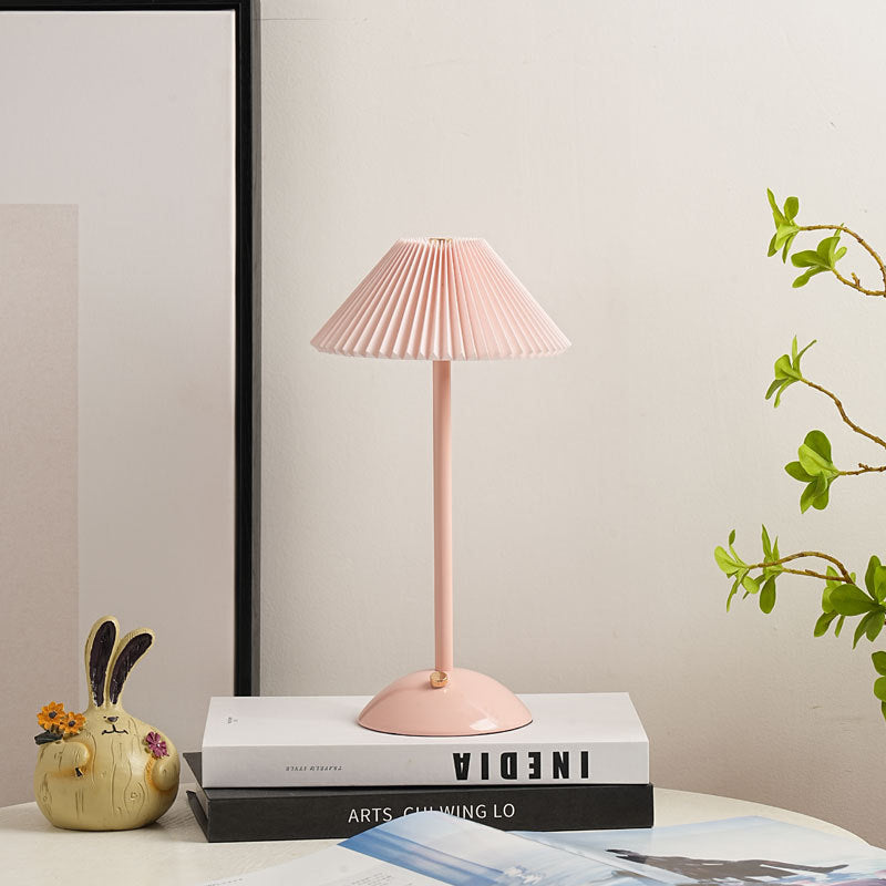 Nordic Brass Pleated Fabric Cone Table Light | 1-Light