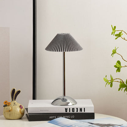 Nordic Brass Pleated Fabric Cone Table Light | 1-Light