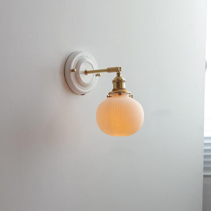 Vintage Japanese Ceramic Brass 1-Light Wall Light