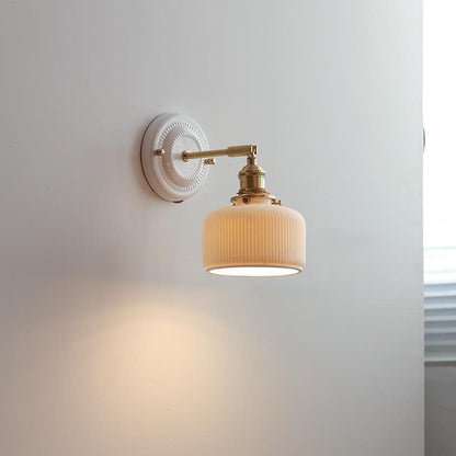 Vintage Japanese Ceramic Brass 1-Light Wall Light