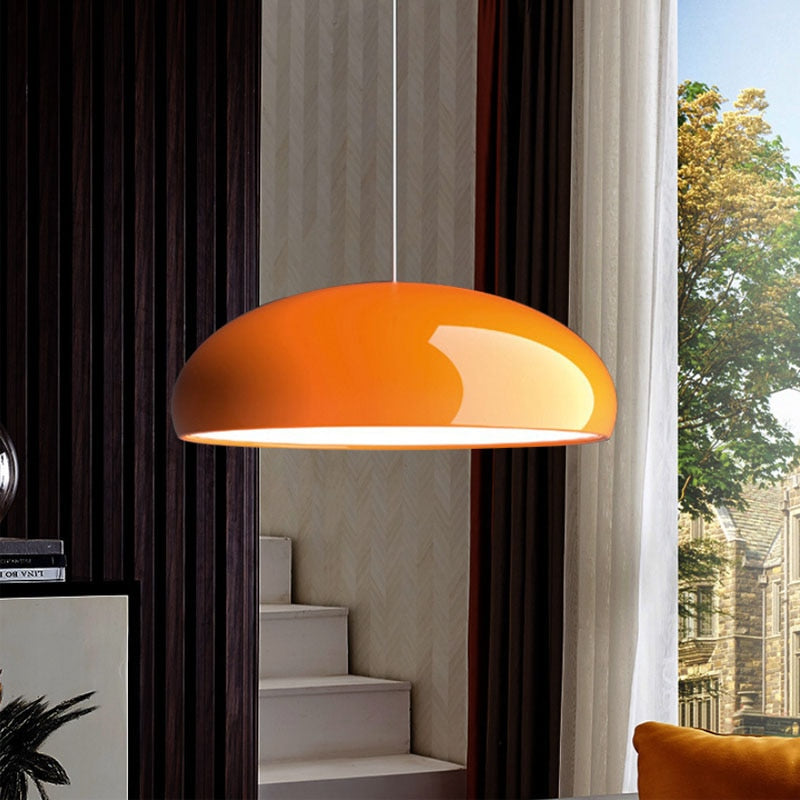 Italian Design Metal Wide Curved Pendant Light 1-Light