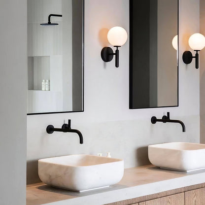 Scandinavian Brass Glass Globe LED Wall Light 1-Light