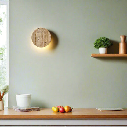 Japanese Wabi-Sabi Travertine Stone Wall Sconce LED 1-Light
