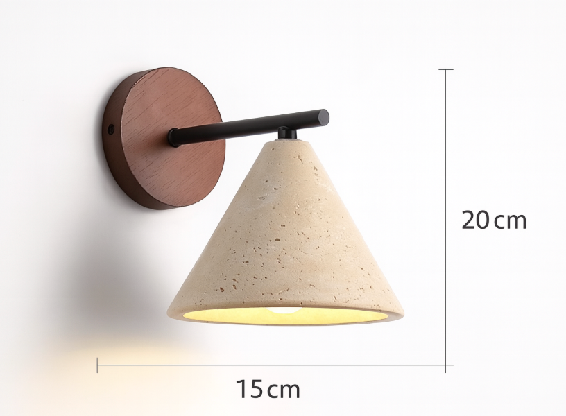 Contemporary Travertine Cone Wall Sconce LED 1-Light