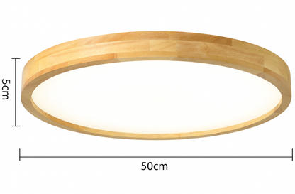 Nordic Solid Wood Round Ultra-thin LED Flush Mount Ceiling 1-Light