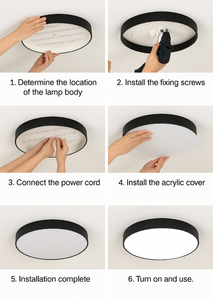 Nordic Solid Wood Round Ultra-thin LED Flush Mount Ceiling 1-Light