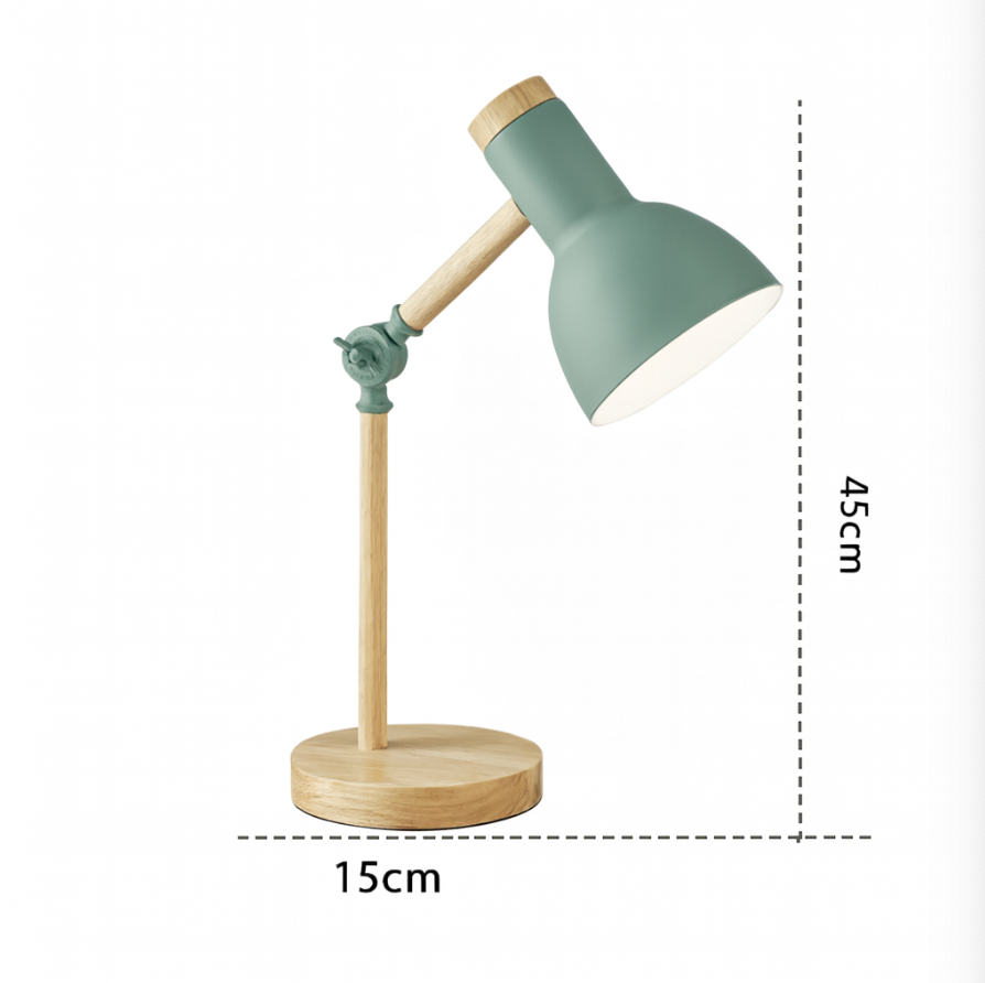 Nordic Wood Base Semi-Circular Table Lamp 1-Light