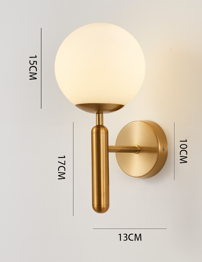 Scandinavian Brass Glass Globe Wall Sconce LED 1-Light