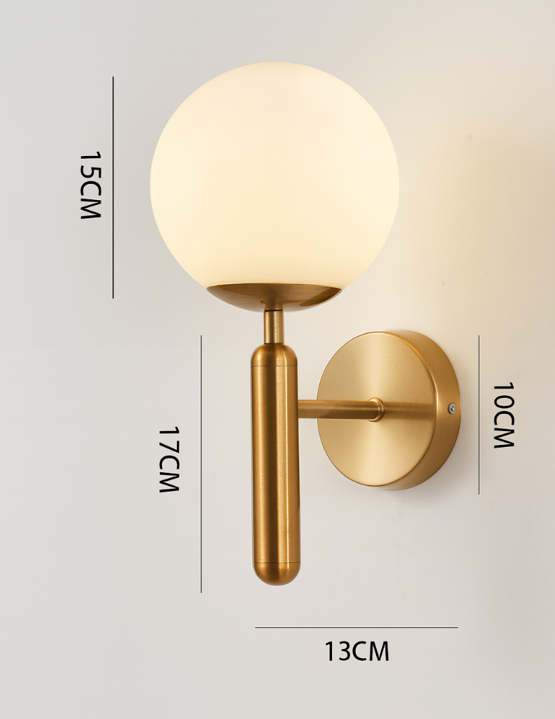 Scandinavian Brass Glass Globe Wall Sconce LED 1-Light