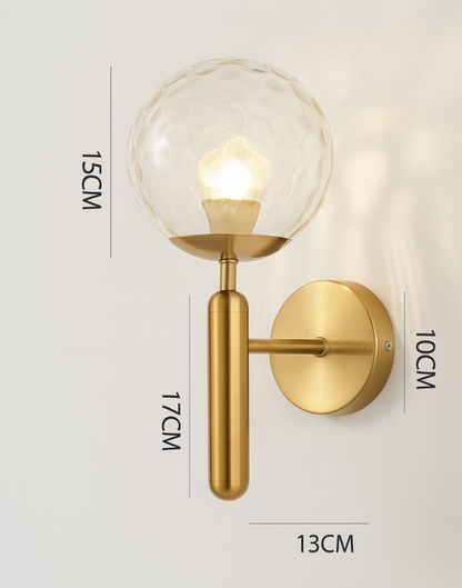 Scandinavian Brass Glass Globe Wall Sconce LED 1-Light