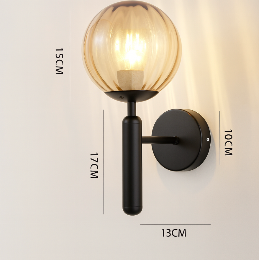Scandinavian Brass Glass Globe Wall Sconce LED 1-Light