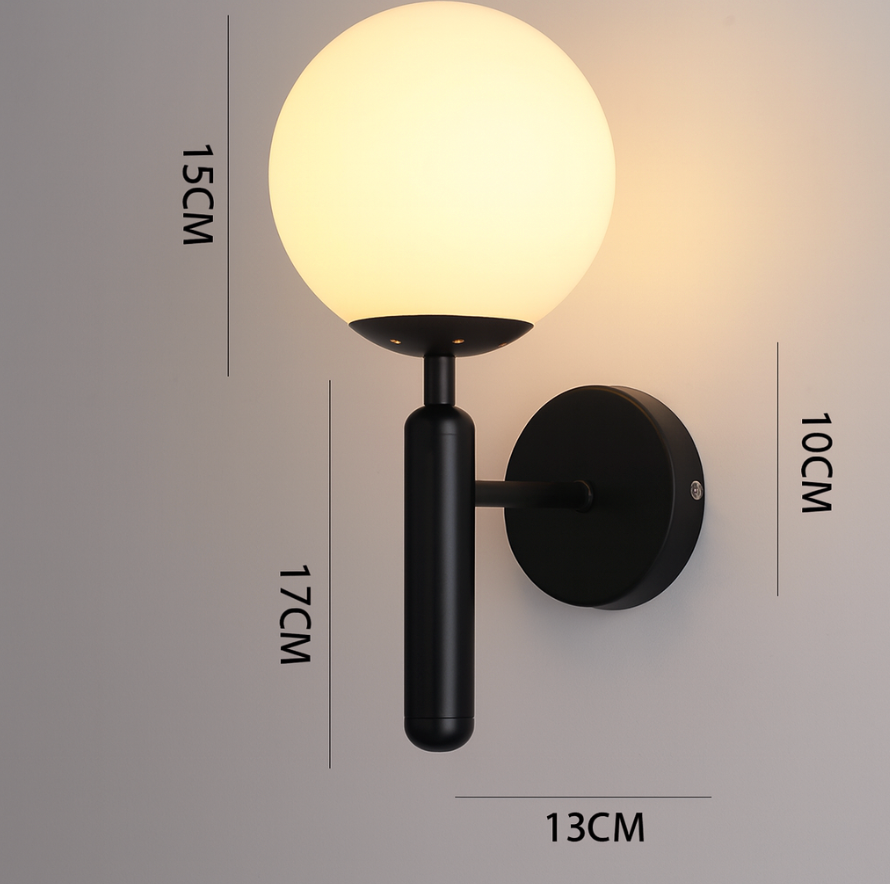 Scandinavian Brass Glass Globe Wall Sconce LED 1-Light