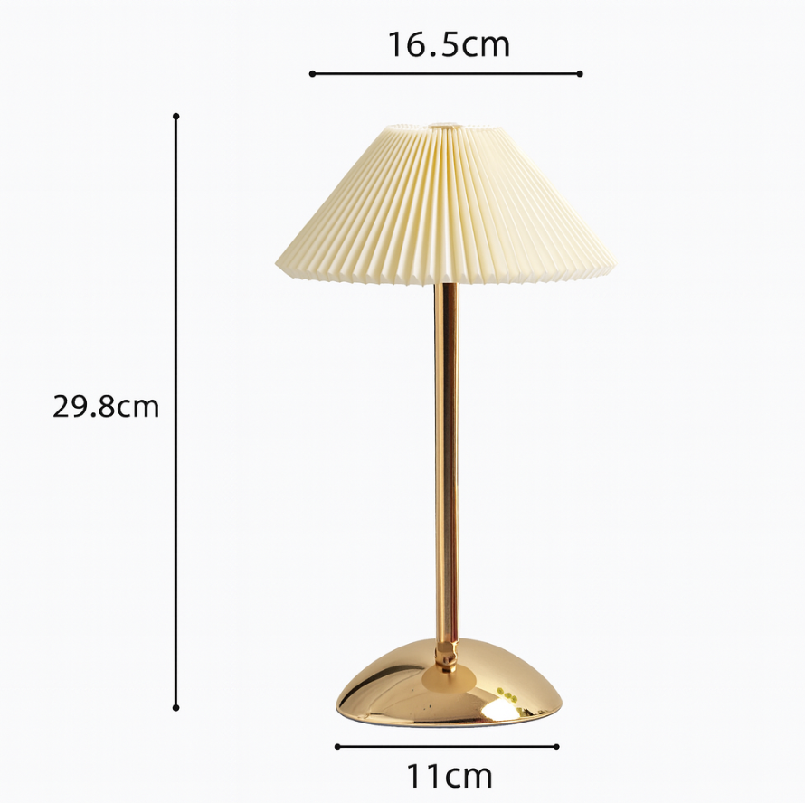 Nordic Brass Pleated Fabric Cone Table Light | 1-Light