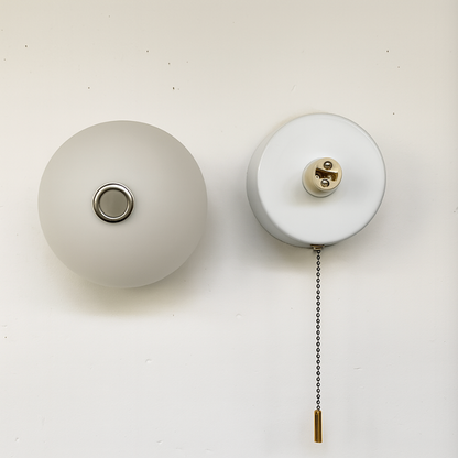 Scandinavian Minimalist Glass Globe Wall Sconce LED 1-Light with Pull Cord