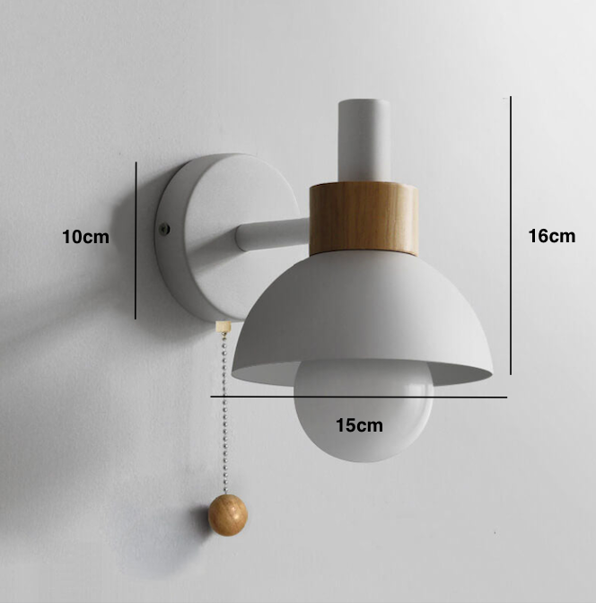 Nordic Wood & Metal Globe Wall Sconce LED 1-light