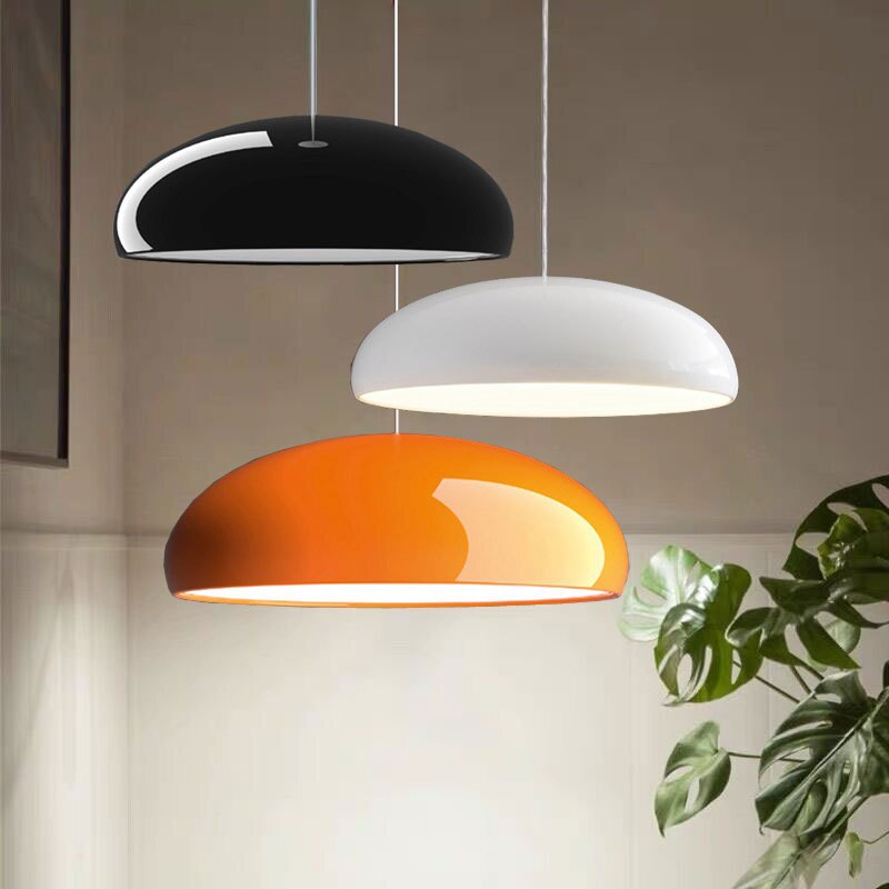 Italian Design Metal Wide Curved Pendant Light 1-Light