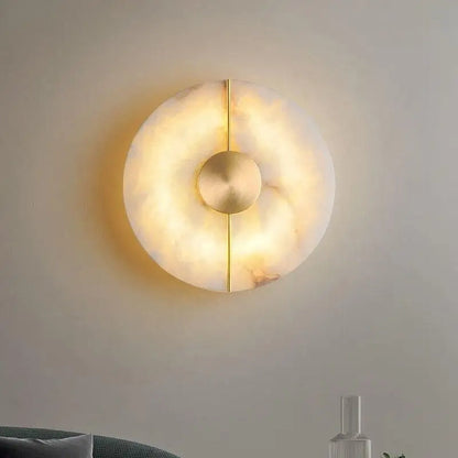 Modern Scandinavian Marble Round Wall Sconce LED 1-Light