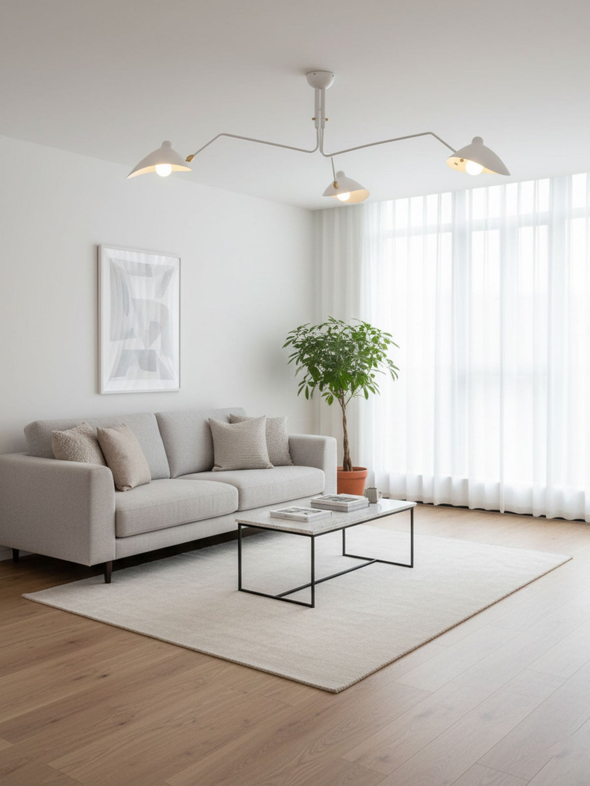 Contemporary Metal Pivot Shades Ceiling Light 3-Light