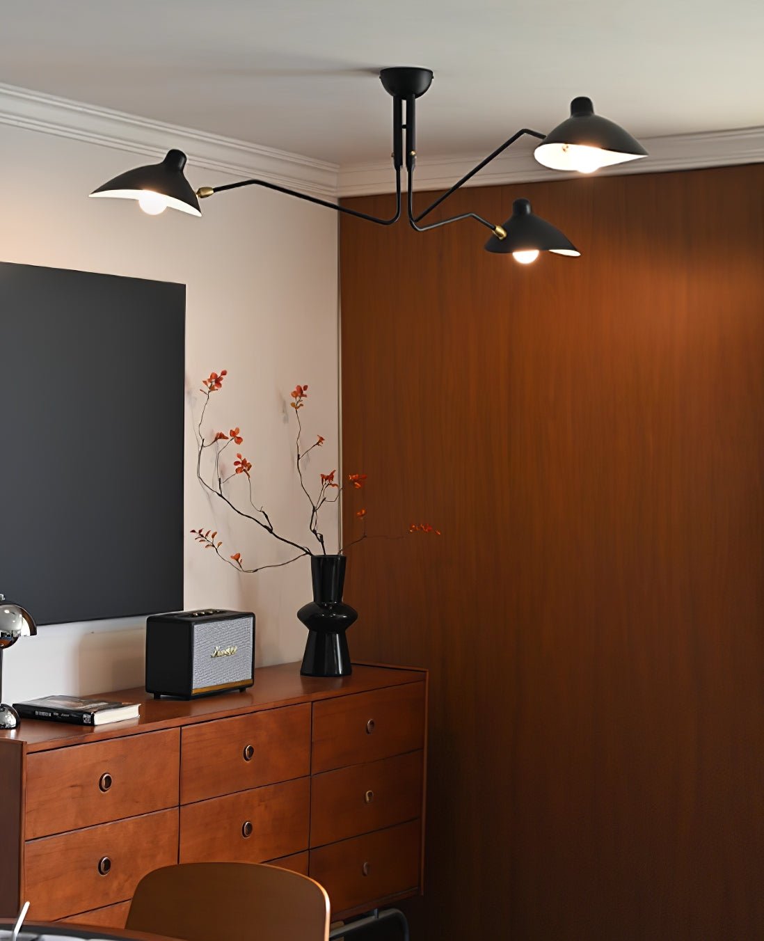 Contemporary Metal Pivot Shades Ceiling Light 3-Light