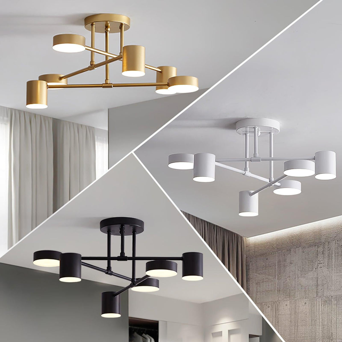 Contemporary Brass Globe LED Sputnik Ceiling Light 6-Light