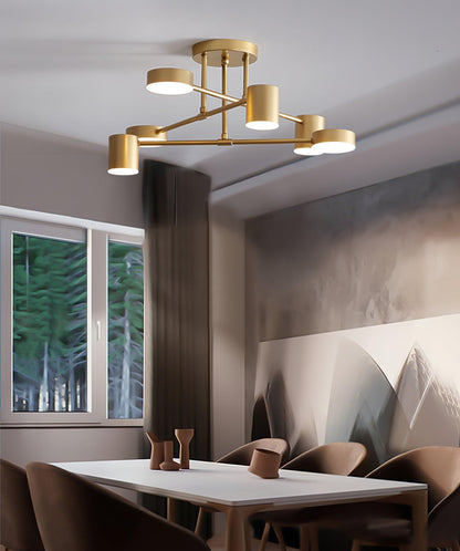 Contemporary Brass Globe LED Sputnik Ceiling Light 6-Light