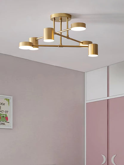 Contemporary Brass Globe LED Sputnik Ceiling Light 6-Light