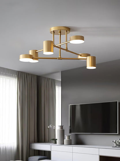 Contemporary Brass Globe LED Sputnik Ceiling Light 6-Light
